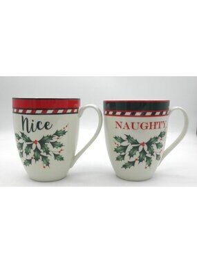 Holiday Accent Mug Set by Lenox NAUGHTY & NICE 14 Fluid Ounce Capacity Christmas